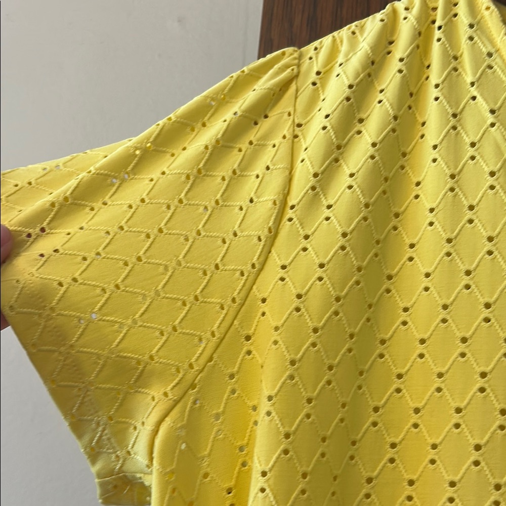 Michael Kors Bright Yellow Eyelet Wrap Blouse - Picture 6 of 7